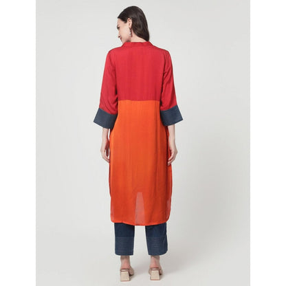 Spring Soul Colour Block Modal Silk Kurta with Pant (Set of 2)