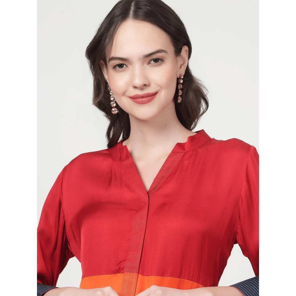 Spring Soul Colour Block Modal Silk Kurta with Pant (Set of 2)