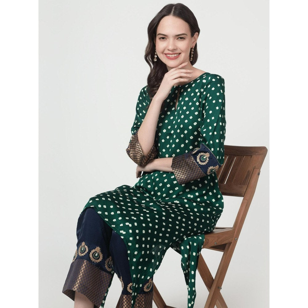 Spring Soul Green Modal Silk Kurta with Pant (Set of 2)