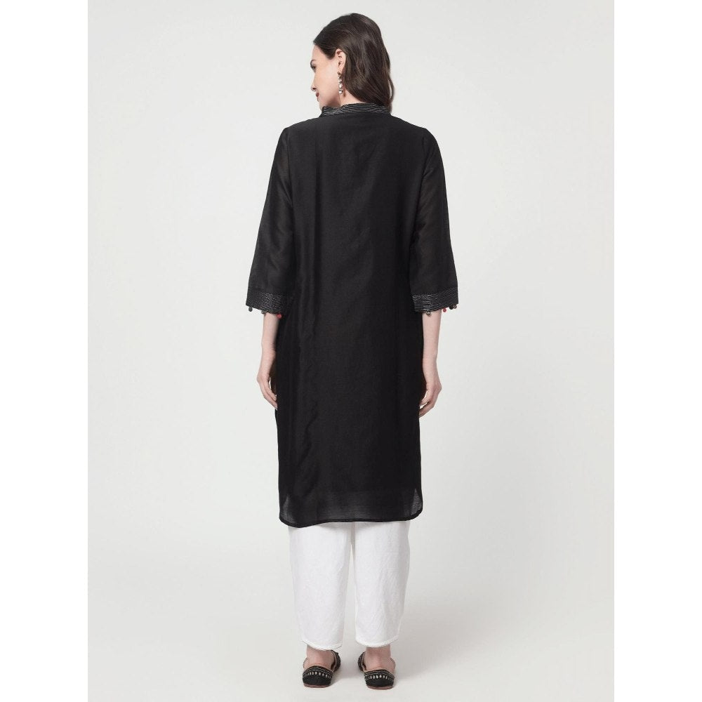 Spring Soul Black Chanderi Kurta with Dhoti (Set of 2)
