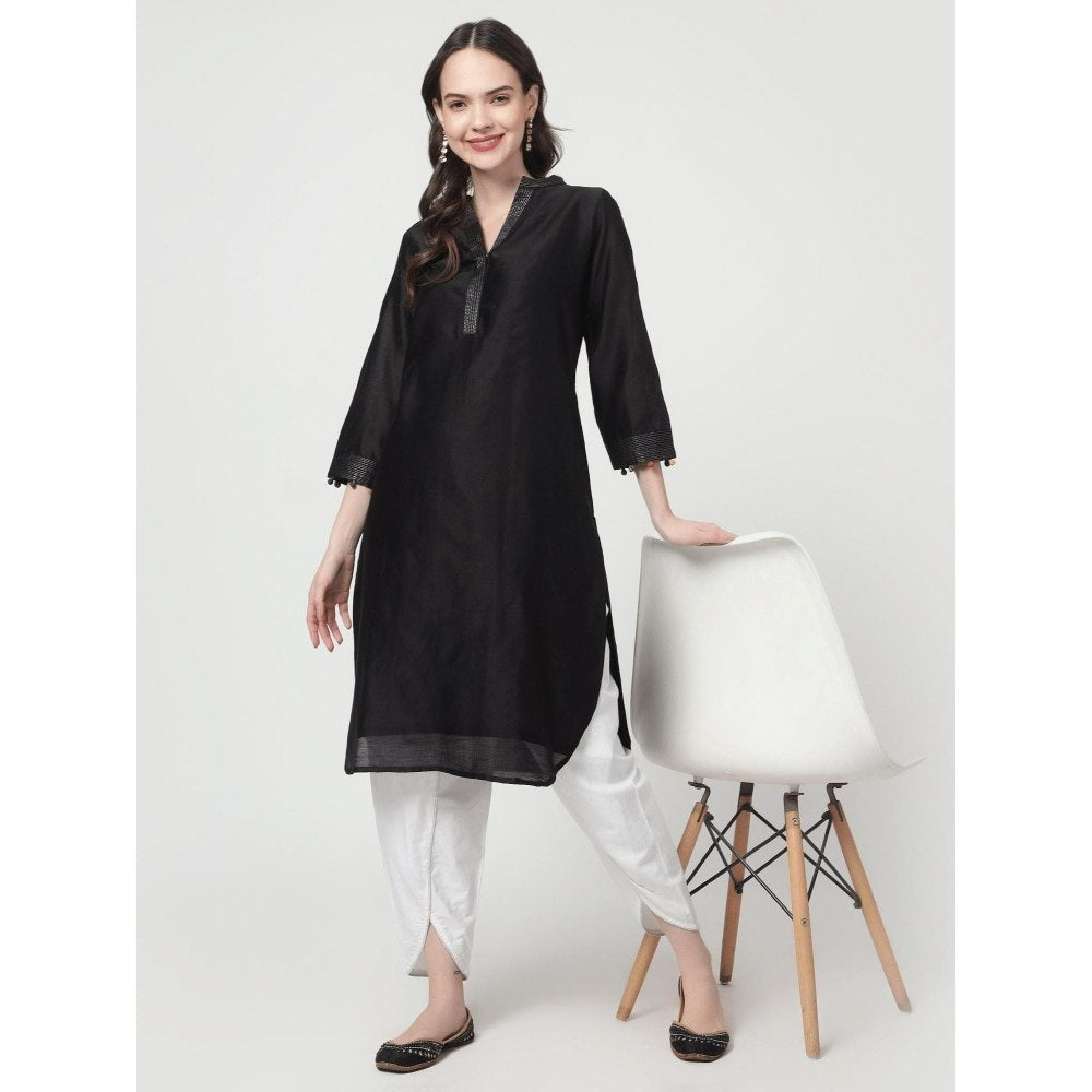 Spring Soul Black Chanderi Kurta with Dhoti (Set of 2)