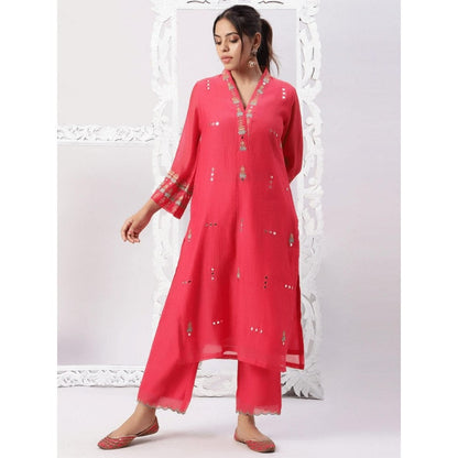 Spring Soul Chanderi Embroidered Kurta and Pant with Organza Dupatta (Set of 3)