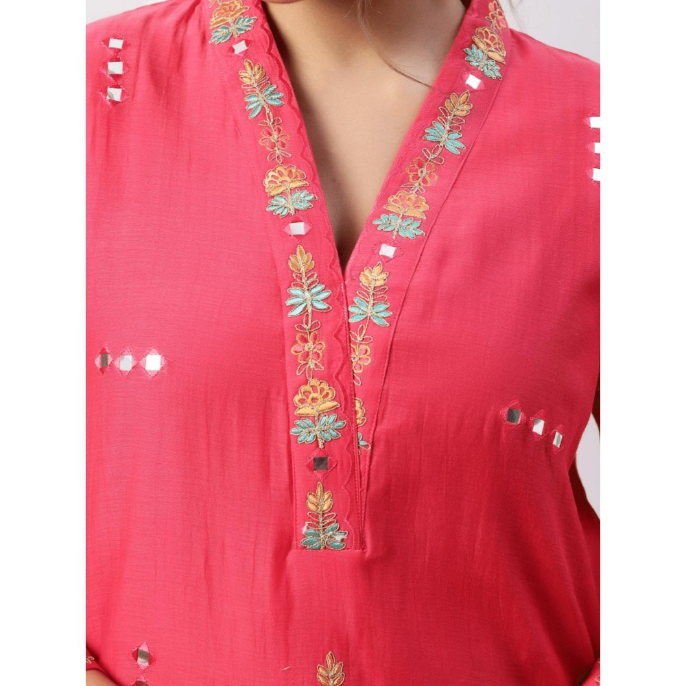 Spring Soul Chanderi Embroidered Kurta and Pant with Organza Dupatta (Set of 3)