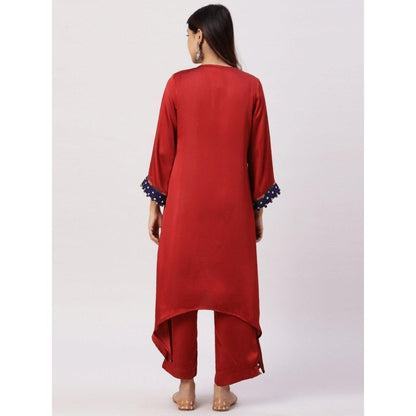 Spring Soul Plain Embroidered Modal Silk Kurta with Pant (Set of 2)