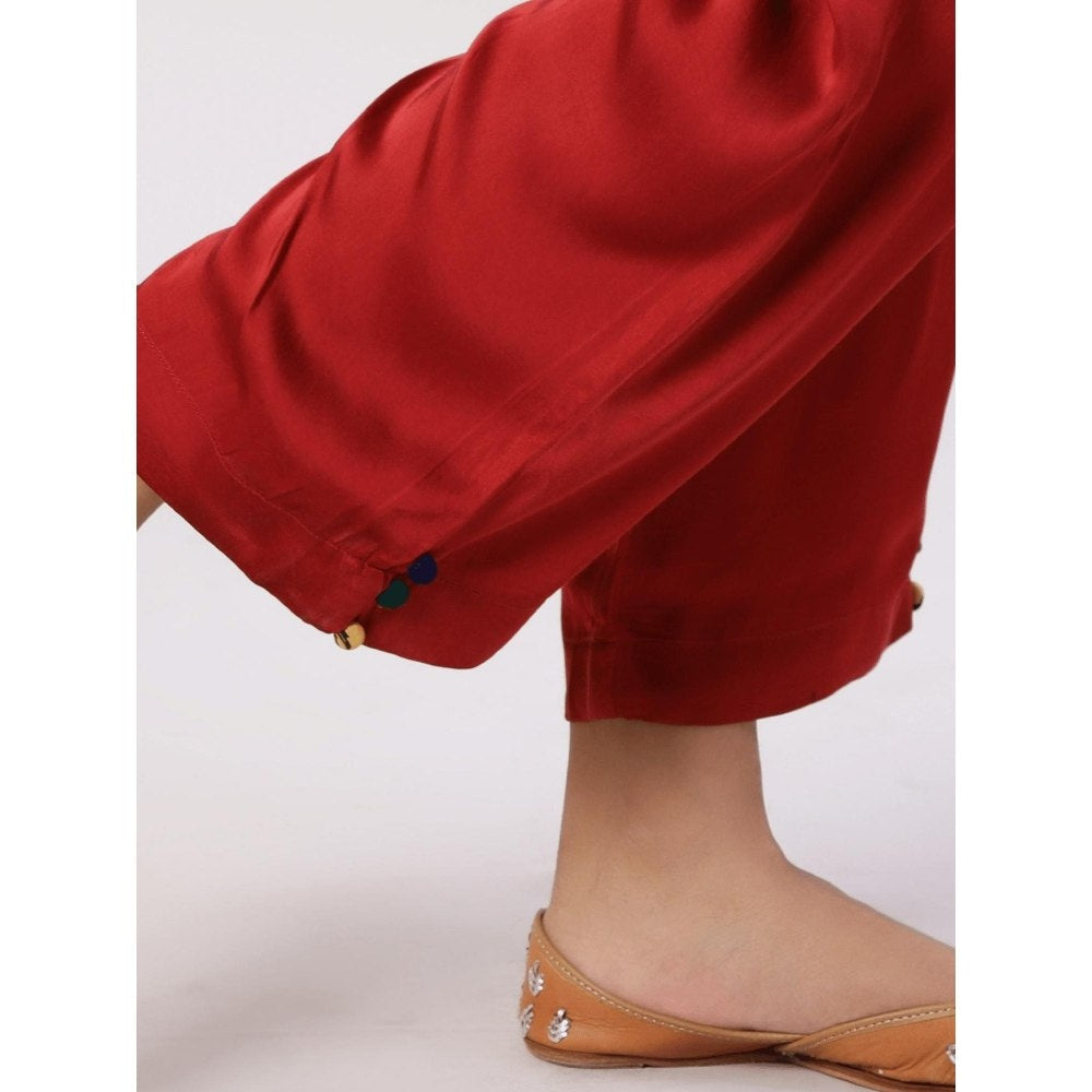 Spring Soul Plain Embroidered Modal Silk Kurta with Pant (Set of 2)