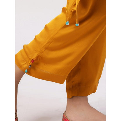 Spring Soul Plain Embroidered Modal Silk Kurta with Pant (Set of 2)