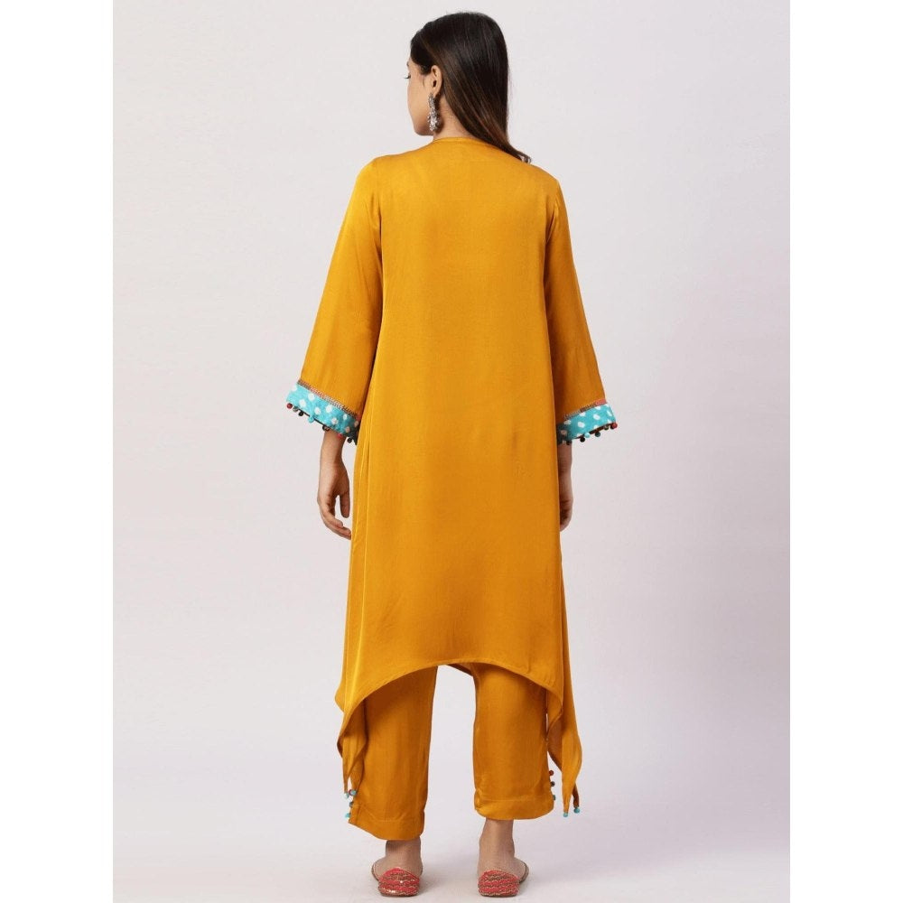 Spring Soul Plain Embroidered Modal Silk Kurta with Pant (Set of 2)