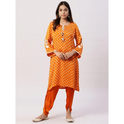 Spring Soul Modal Silk Bandhani Embroidered Kurta with Dhoti (Set of 2)
