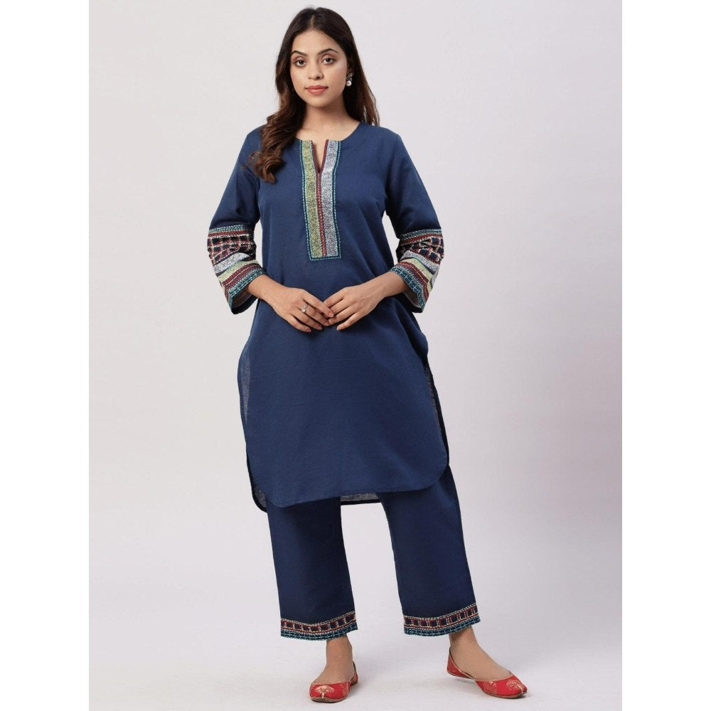Spring Soul Cotton Linen Thread Work Co-Ord (Set of 2)