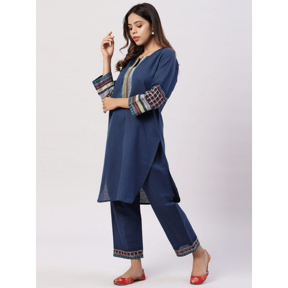 Spring Soul Cotton Linen Thread Work Co-Ord (Set of 2)