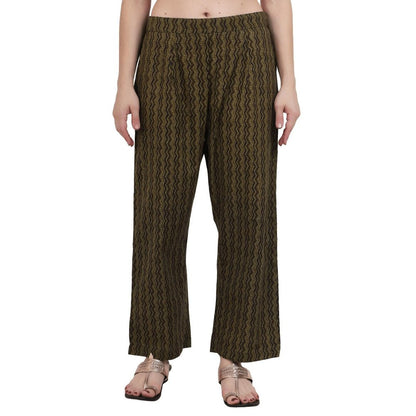 Spring Soul Olive Green Block Printed Angarkha Kurta with Pant (Set of 2)