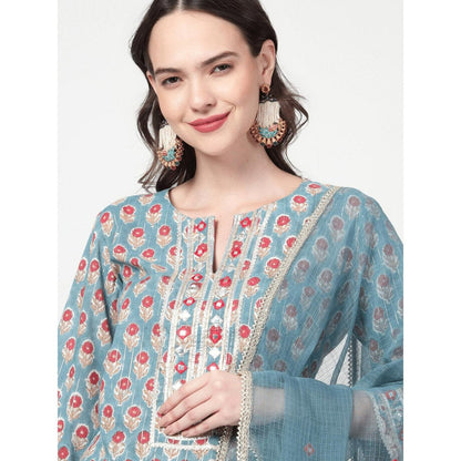 Spring Soul Cotton Printed Short Kurta Sharara with Kurta and Dupatta (Set of 3)