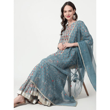 Spring Soul Cotton Printed Short Kurta Sharara with Kurta and Dupatta (Set of 3)