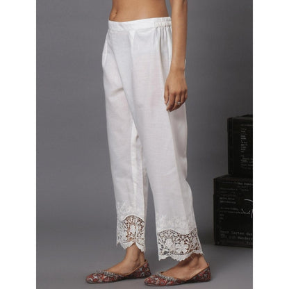 Spring Soul Cotton Ankle Length In Lace and Cutwork Fabric Pant