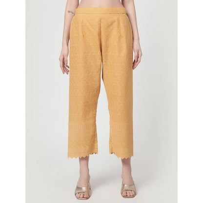 Spring Soul Cotton Ankle Length with Scallop Embroidery Pant