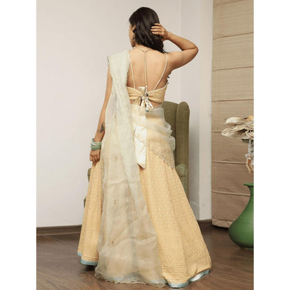 Spring Soul Beige Embroidered Lehenga with Blouse and Dupatta (Set of 3)