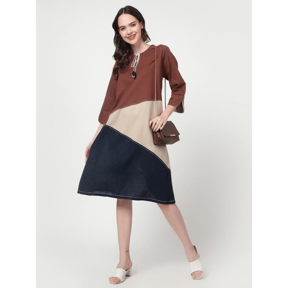 Spring Soul Colour Block Knee-Length Dress