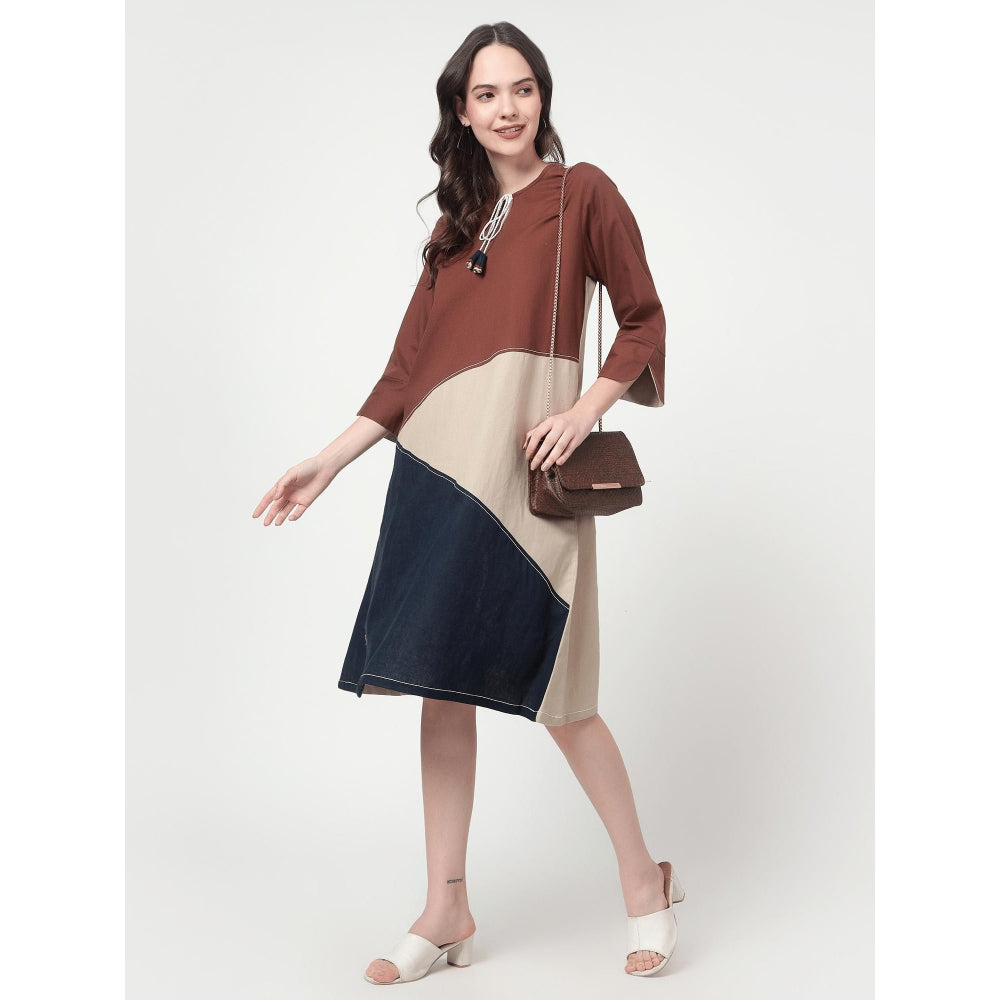 Spring Soul Colour Block Knee-Length Dress