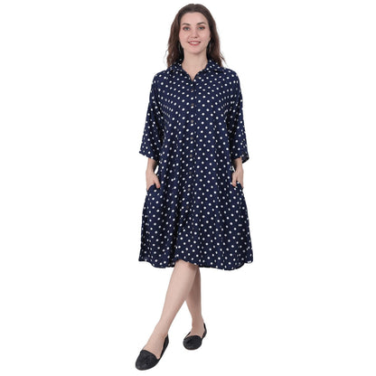 Spring Soul Cotton Viscose Polka Dots Knee Length Dress