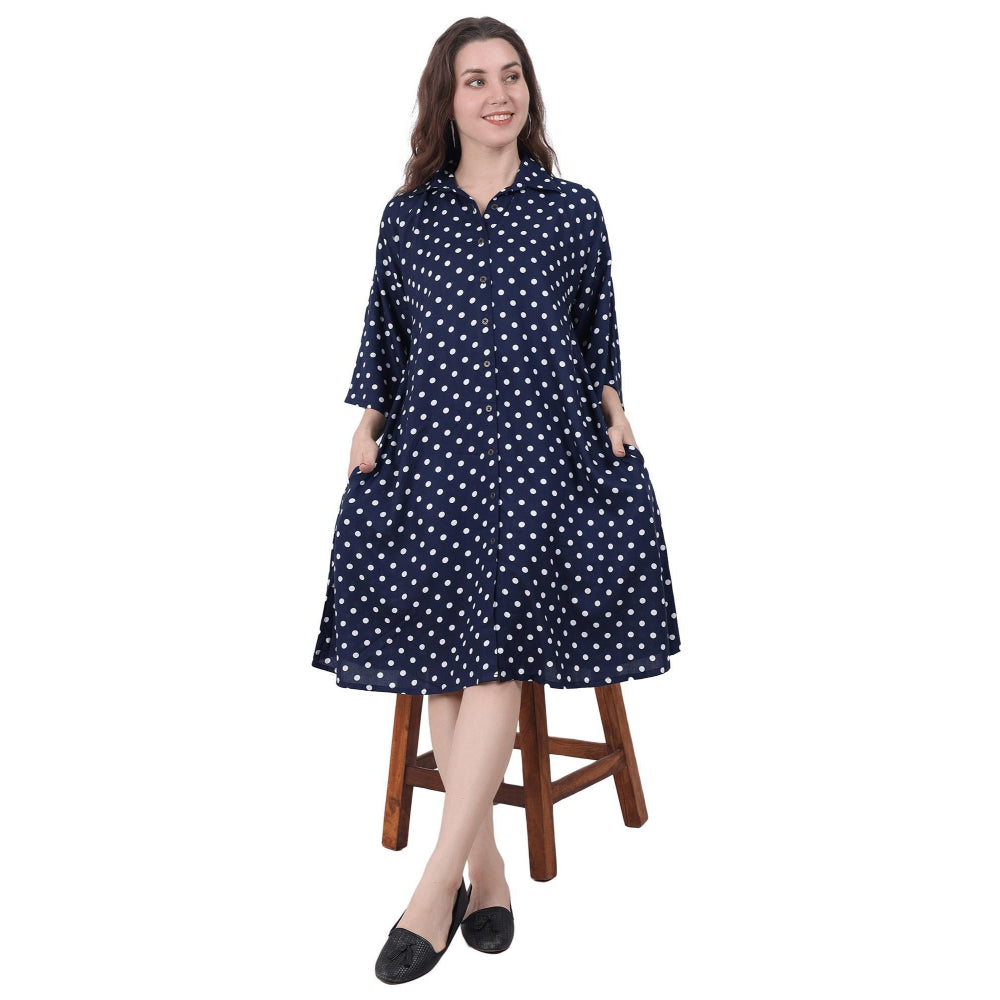 Spring Soul Cotton Viscose Polka Dots Knee Length Dress