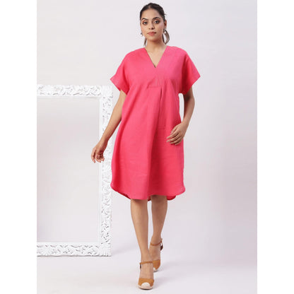Spring Soul Drop Shoulder V Neck Linen Dress
