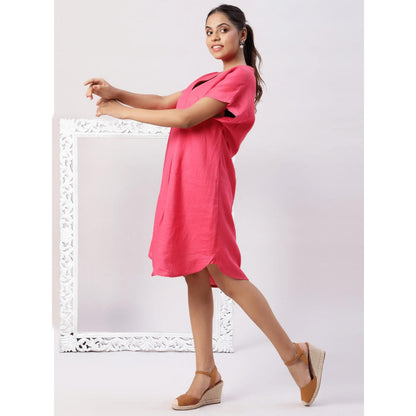 Spring Soul Drop Shoulder V Neck Linen Dress