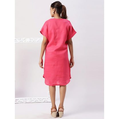 Spring Soul Drop Shoulder V Neck Linen Dress