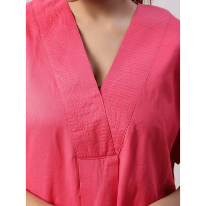 Spring Soul Drop Shoulder V Neck Linen Dress