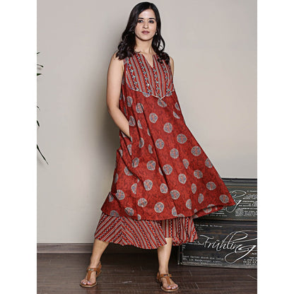 Spring Soul Two Layer Printed Cotton Midi Dress