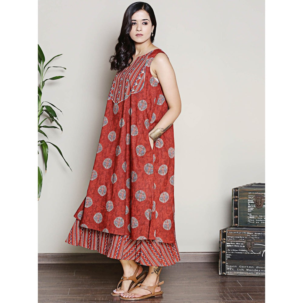 Spring Soul Two Layer Printed Cotton Midi Dress