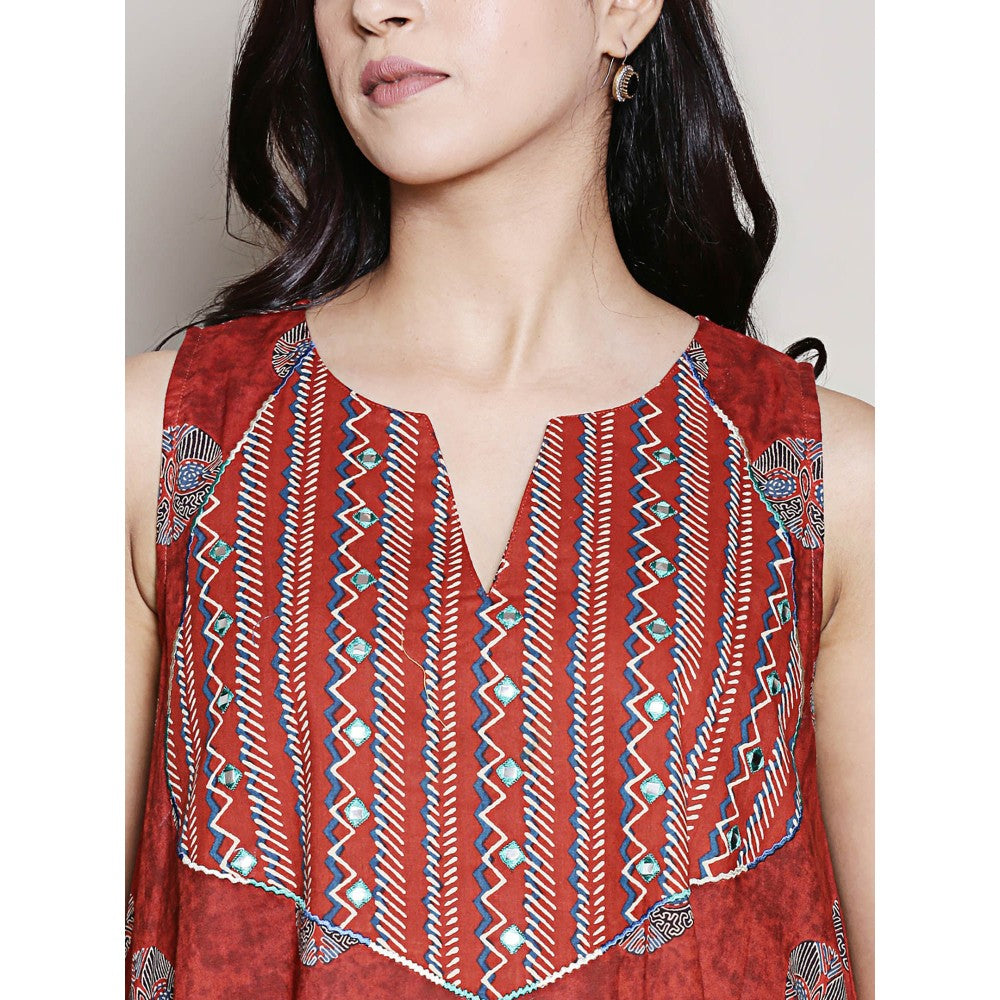 Spring Soul Two Layer Printed Cotton Midi Dress
