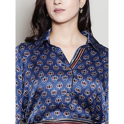Spring Soul Indigo Modal Silk Shirt Dress with Belt (Set of 2)