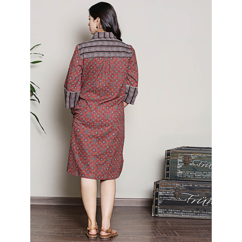 Spring Soul Cotton Maroon Shirt Dress