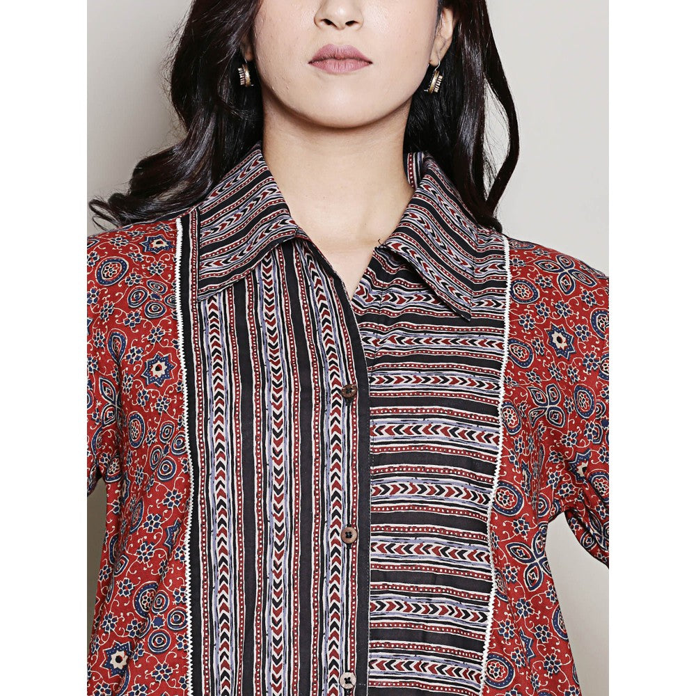 Spring Soul Cotton Maroon Shirt Dress