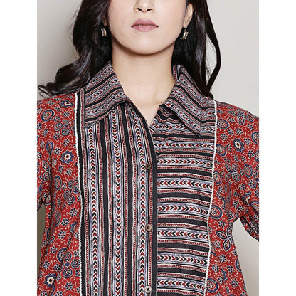 Spring Soul Cotton Maroon Shirt Dress