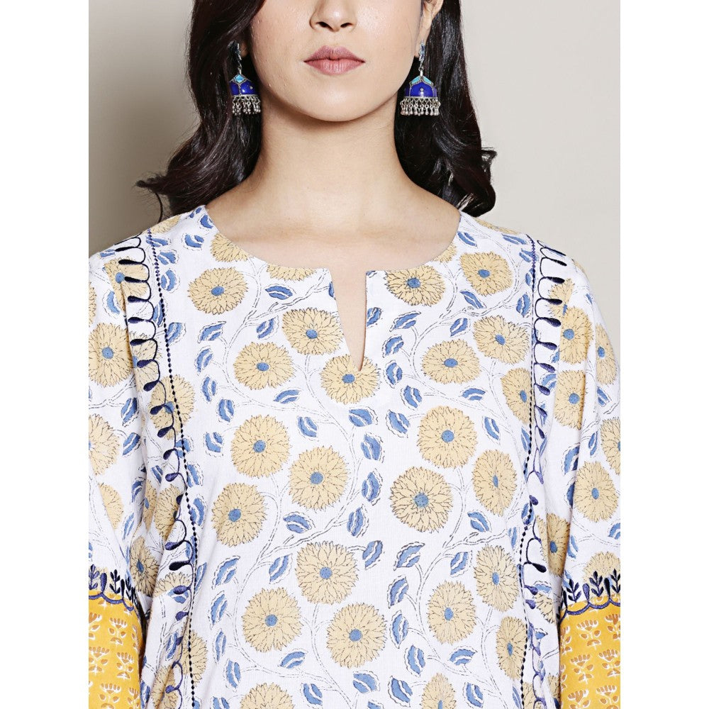 Spring Soul White Printed Embroidery Kurta