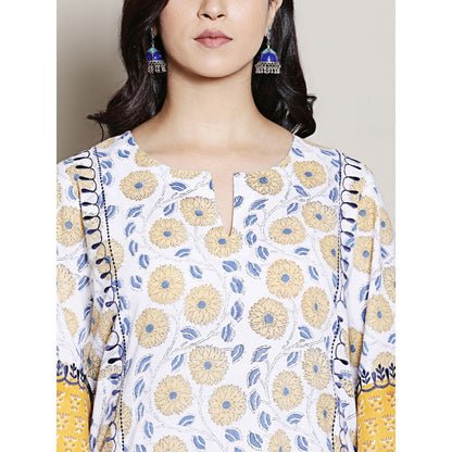 Spring Soul White Printed Embroidery Kurta