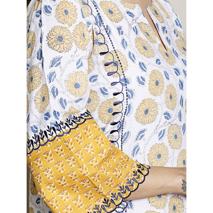 Spring Soul White Printed Embroidery Kurta