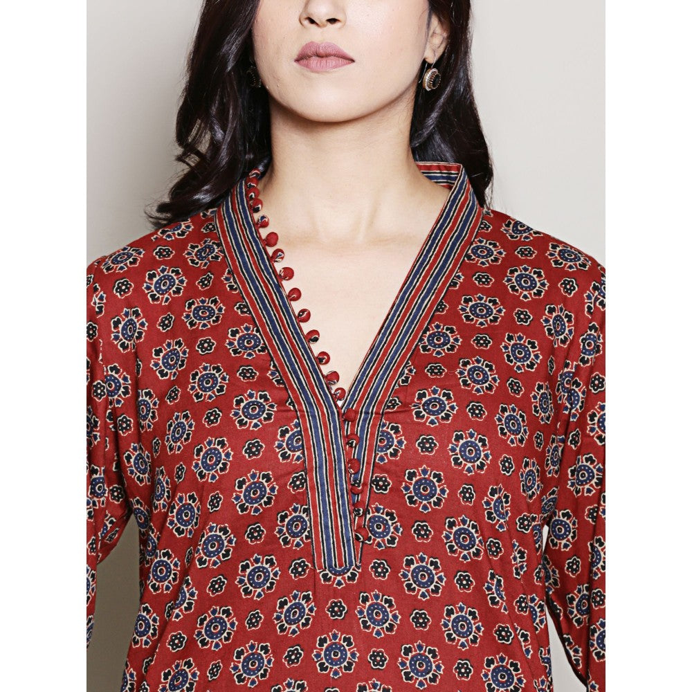 Spring Soul Maroon Printed Kurta