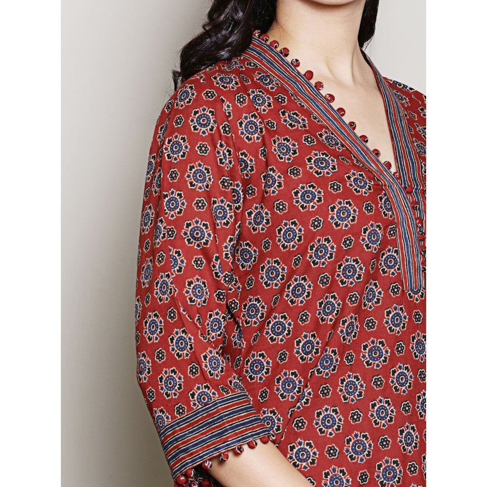 Spring Soul Maroon Printed Kurta