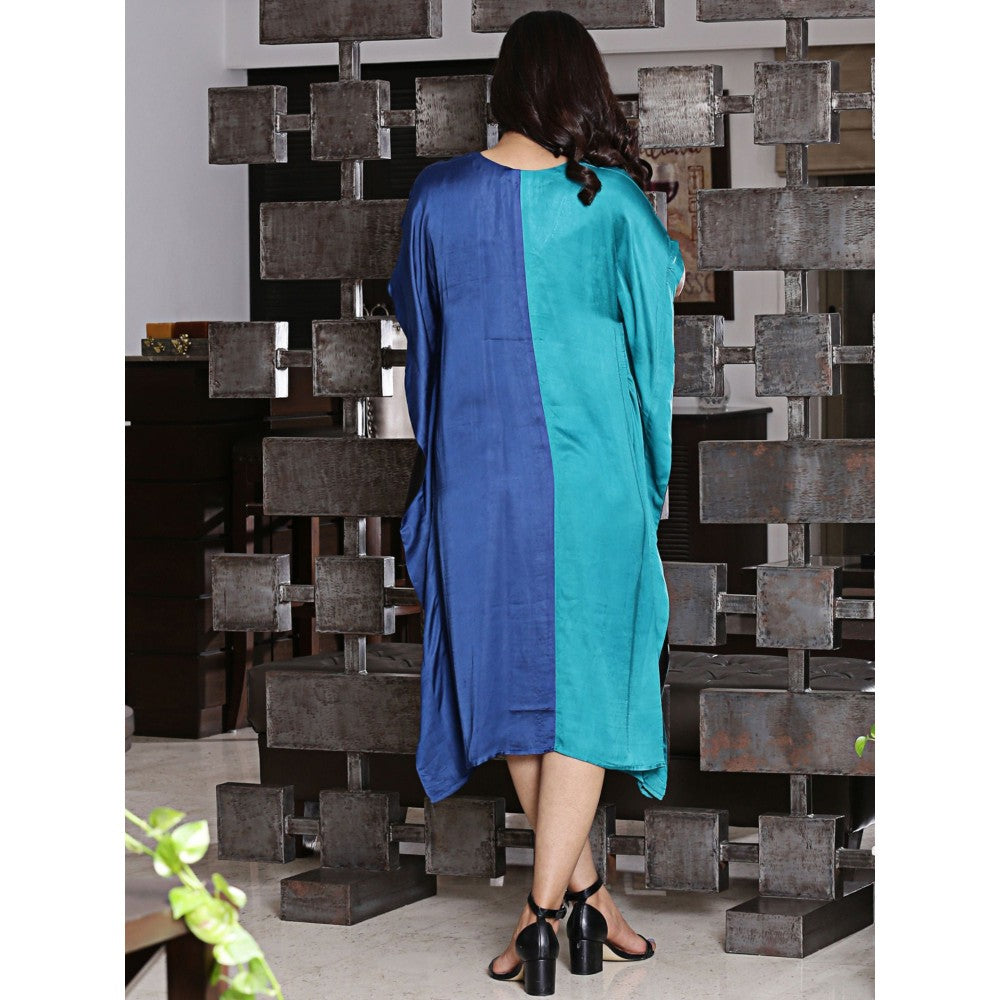 Spring Soul Half & Half Modal Silk Dori Work Embroidery Kaftan Dress