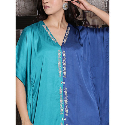Spring Soul Half & Half Modal Silk Dori Work Embroidery Kaftan Dress