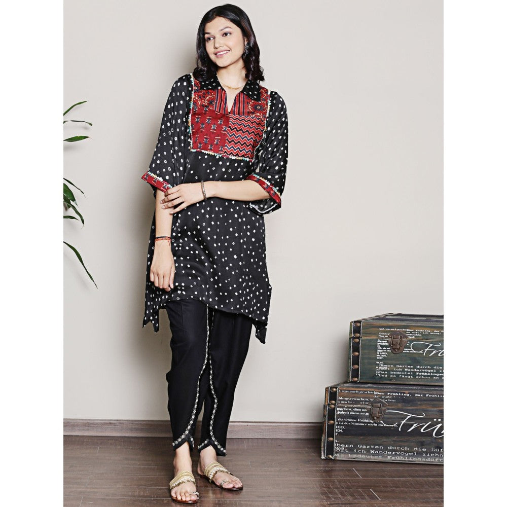 Spring Soul Bandhani Asymmetric Kurta with Yoke Detailing
