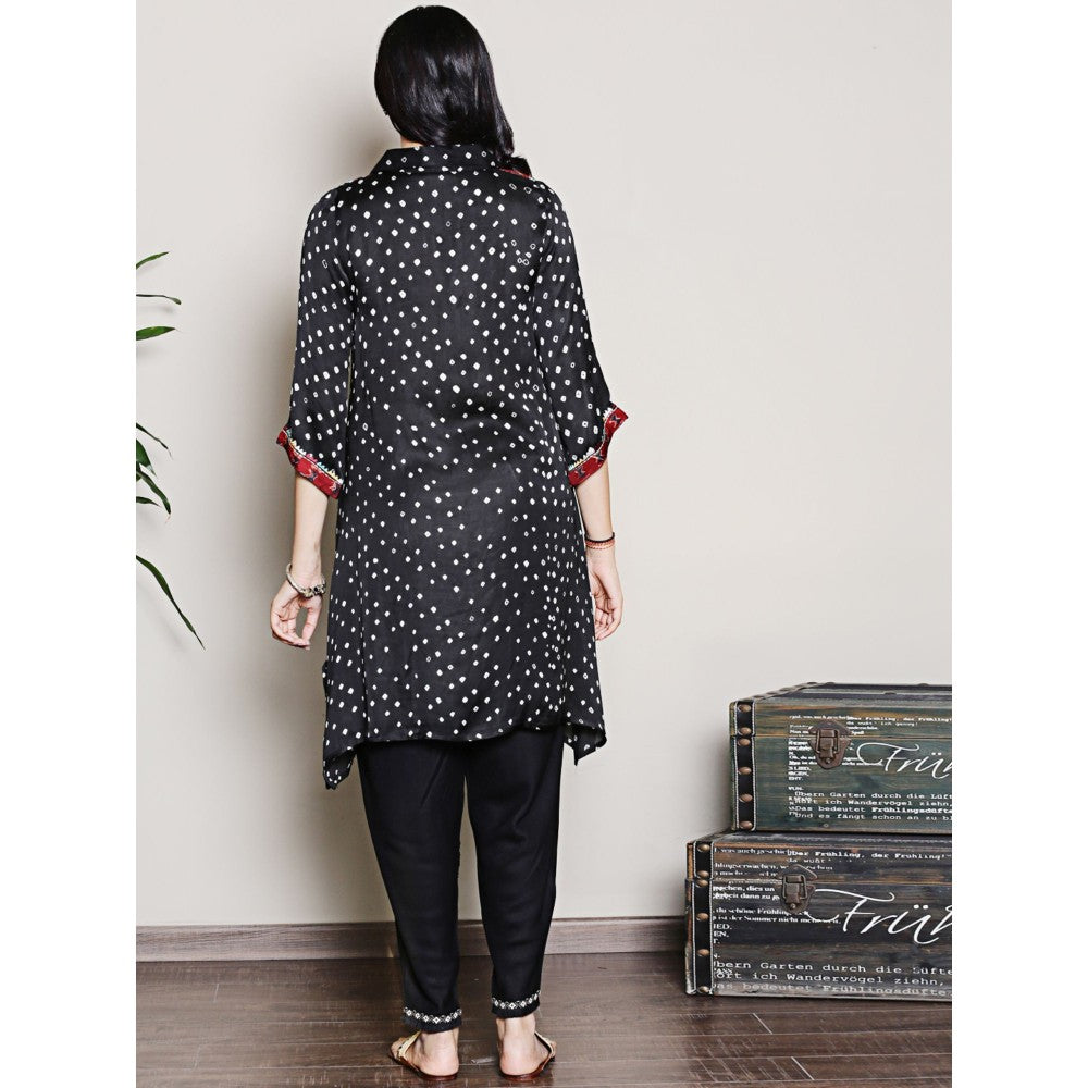Spring Soul Bandhani Asymmetric Kurta with Yoke Detailing