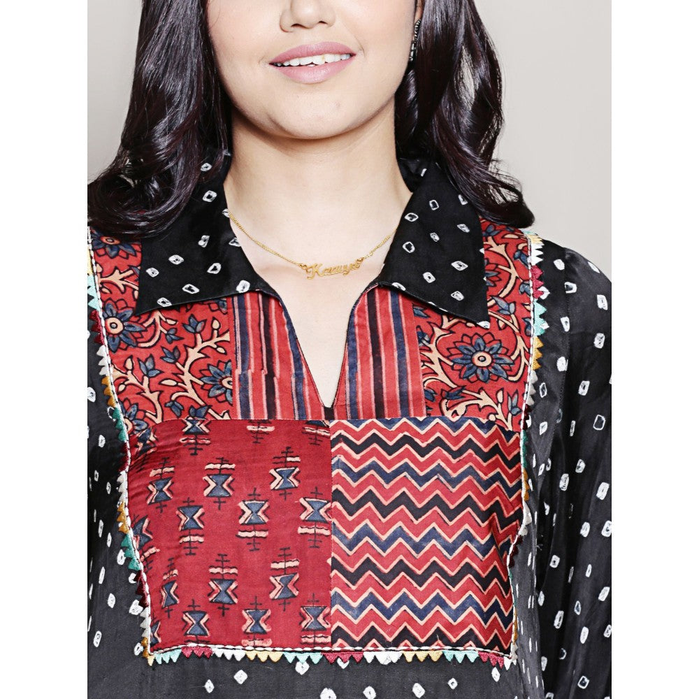 Spring Soul Bandhani Asymmetric Kurta with Yoke Detailing