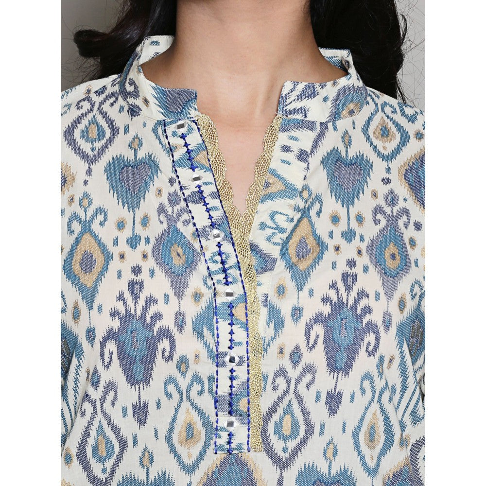 Spring Soul Aztec Printed with Neck Embroidery Co-Ord (Set of 2)