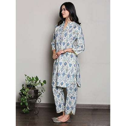 Spring Soul Aztec Printed with Neck Embroidery Co-Ord (Set of 2)