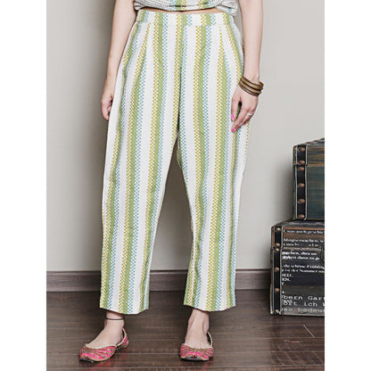 Spring Soul Multi Color Geometric Printed Embroidery Co-Ord (Set of 2)