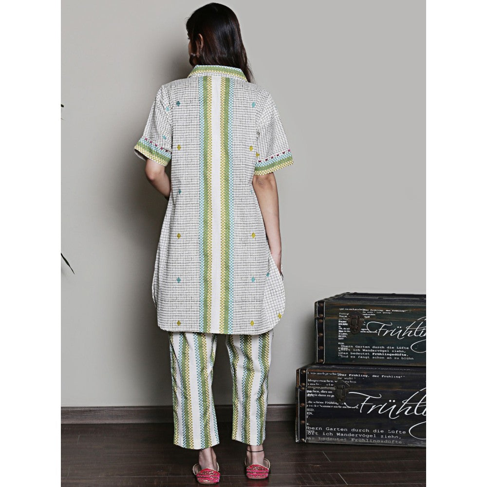 Spring Soul Multi Color Geometric Printed Embroidery Co-Ord (Set of 2)