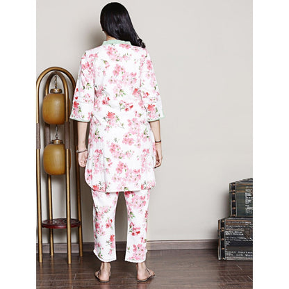 Spring Soul Floral Printed White Co-Ord (Set of 2)